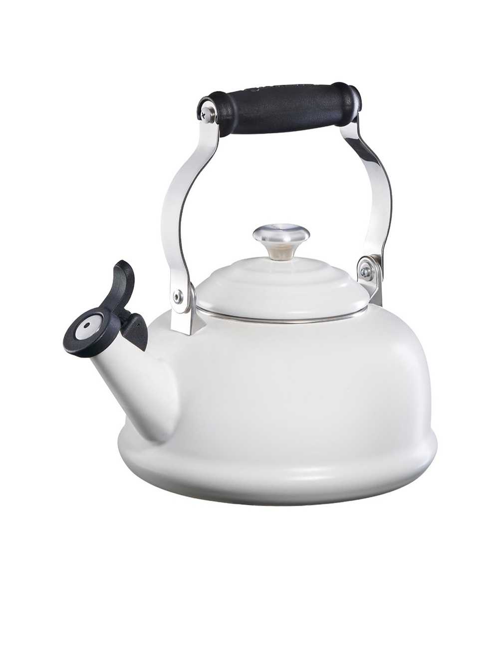 Le Creuset Classic White Whistling kettle with Folding Handle